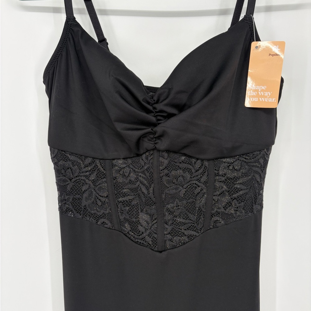 POPILUSH Shapewear Lace Inset Sculpting Mermaid Maxi Slip Dress - Picture 11 of 16